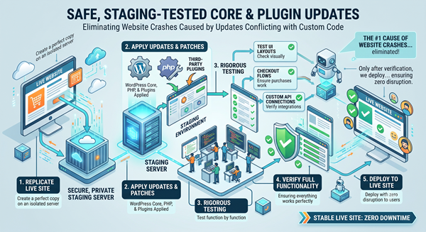 Safe, Staging-Tested Core & Plugin Updates