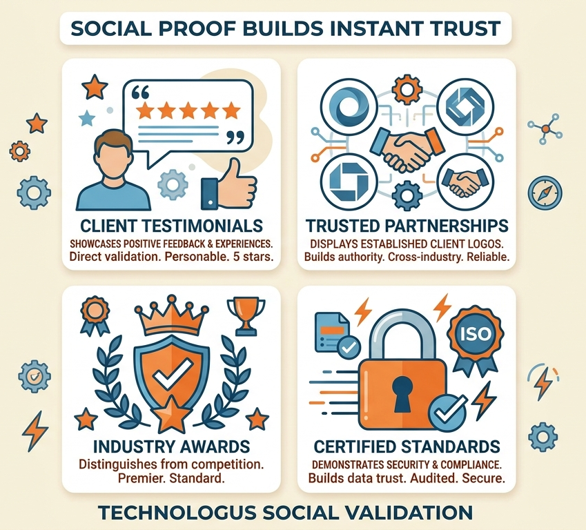 Social proof builds instant trust.